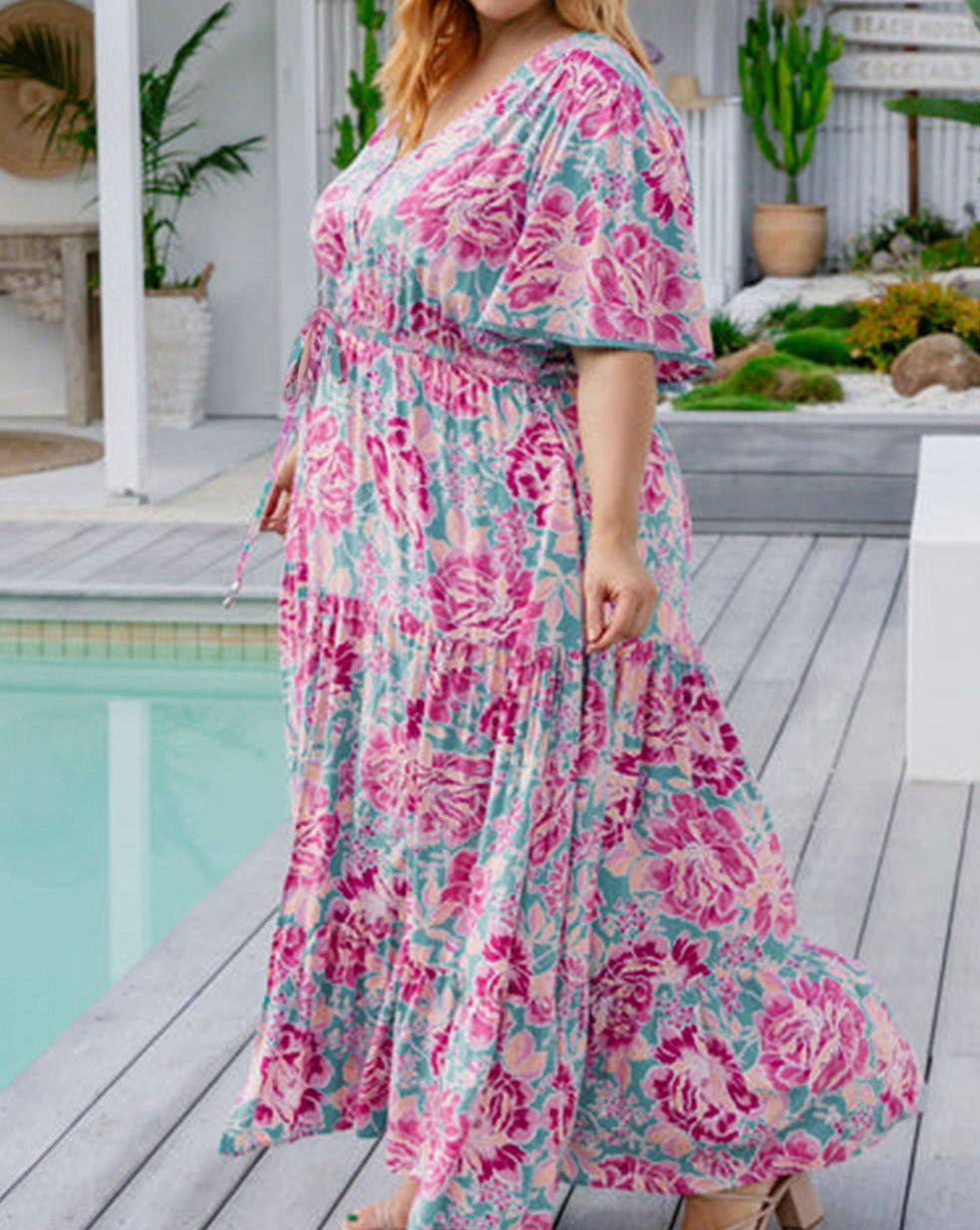 Floral Tiered Maxi Dress Plus Size