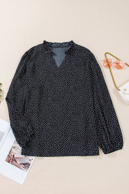 Leopard Notched V-Neck Blouse Plus Size