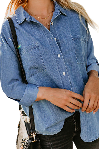 Denim Buttoned Long Sleeve Shirt