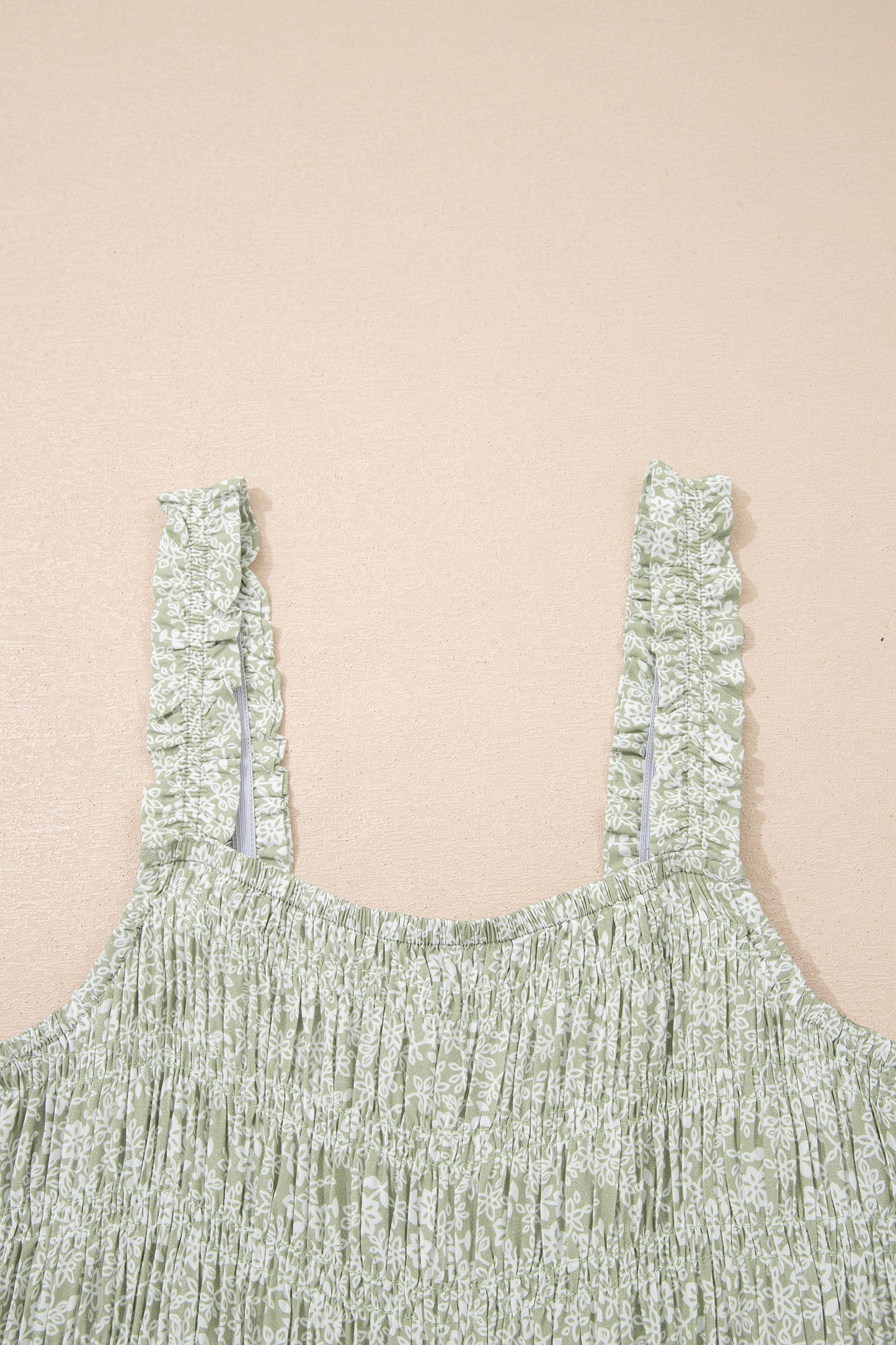 Floral Smocked Square Neck Sleeveless Jumpsuit