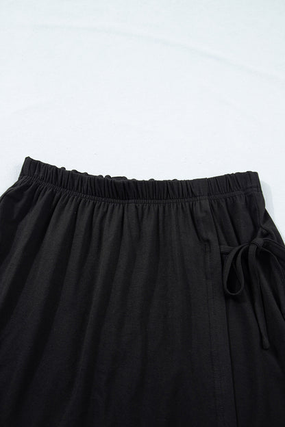 Solid Oversize Tee & Tie Wrap Mini Skort Set