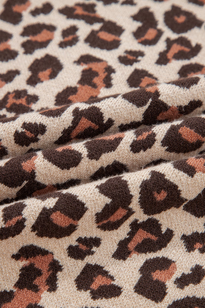 Leopard High Neck Long Sleeve Sweater Dress