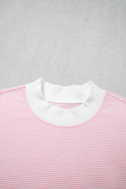 Stripe Colorblock Mock Neck Sweatshirt & Pants Set