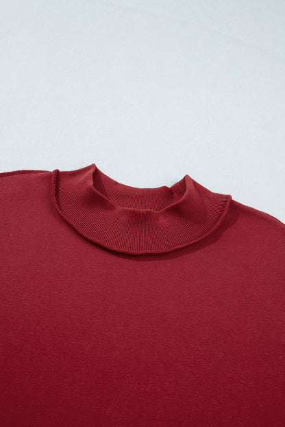 Solid Reversible Mock Neck Oversized Sweatshirt