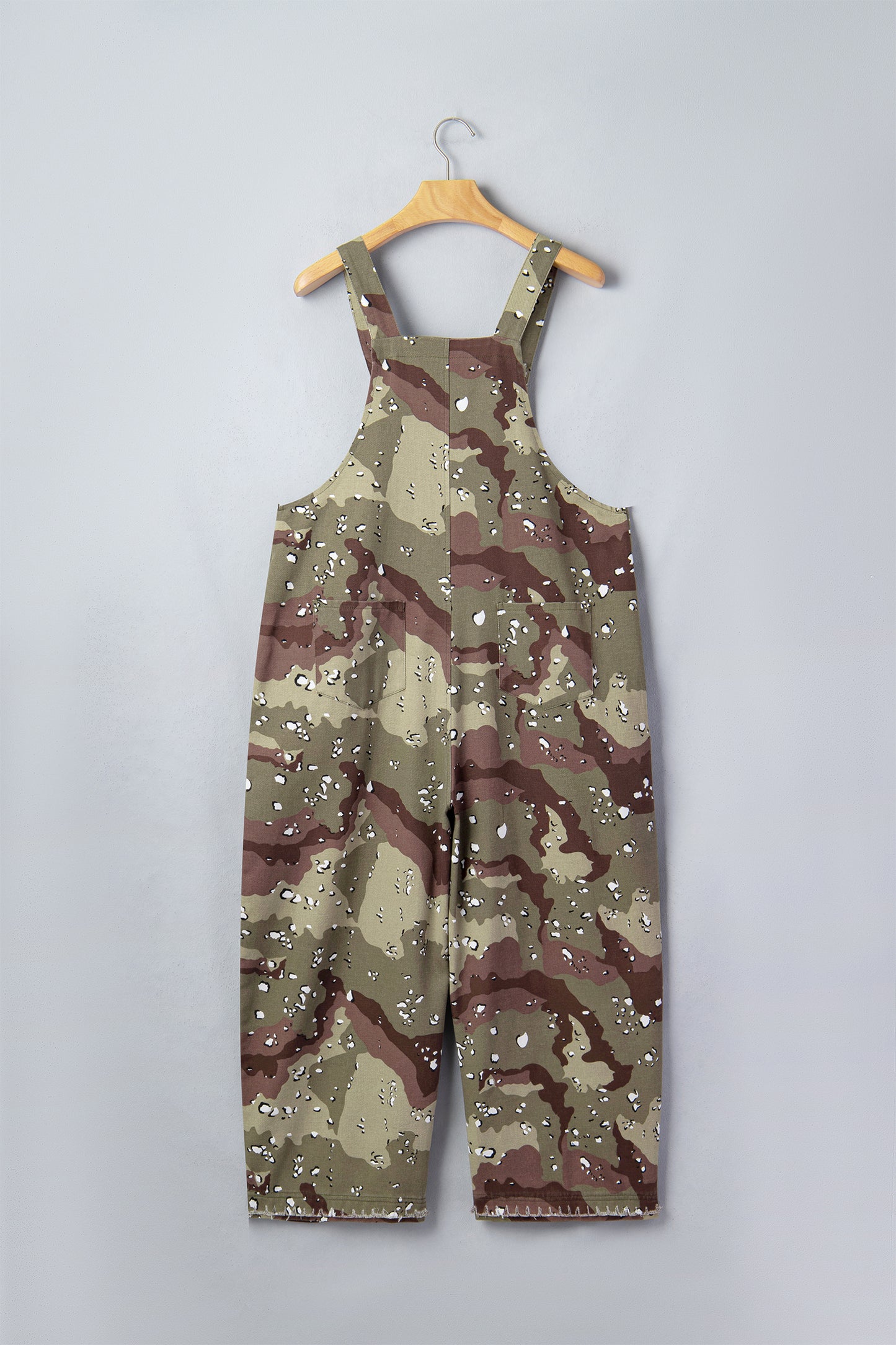 Leopard Camo Denim Loose Cropped Jumpsuit