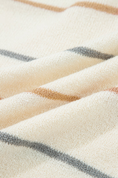 Stripe Buttoned V-Neck Cardigan Sweater