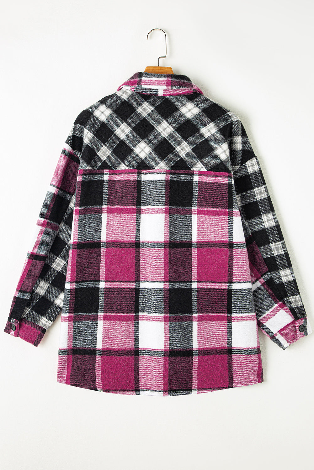 Plaid Colorblock Buttoned Shacket