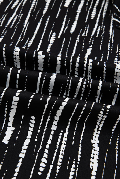 Abstract V-Neck Long Sleeve Blouse