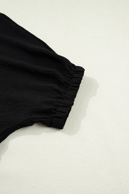 Leopard Patchwork Dolman Sleeve V-Neck Blouse