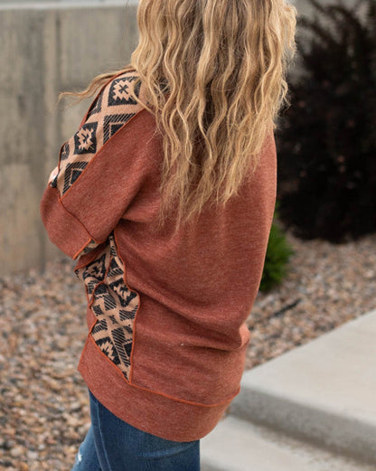 Aztec Reverse Seam Long Sleeve Top