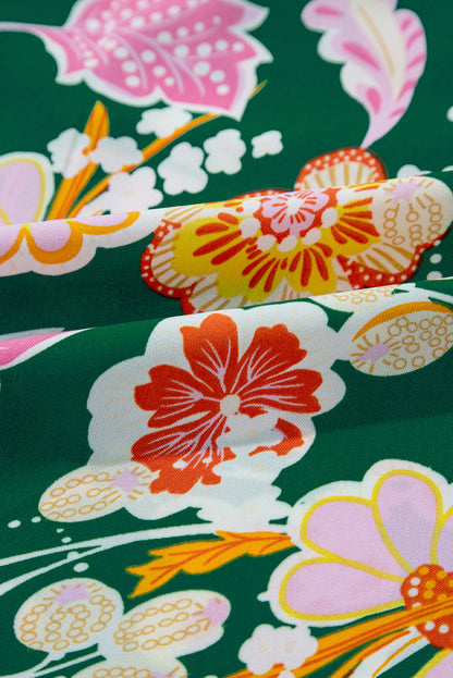 Plus Size Floral Long Sleeve V-Neck Babydoll Top