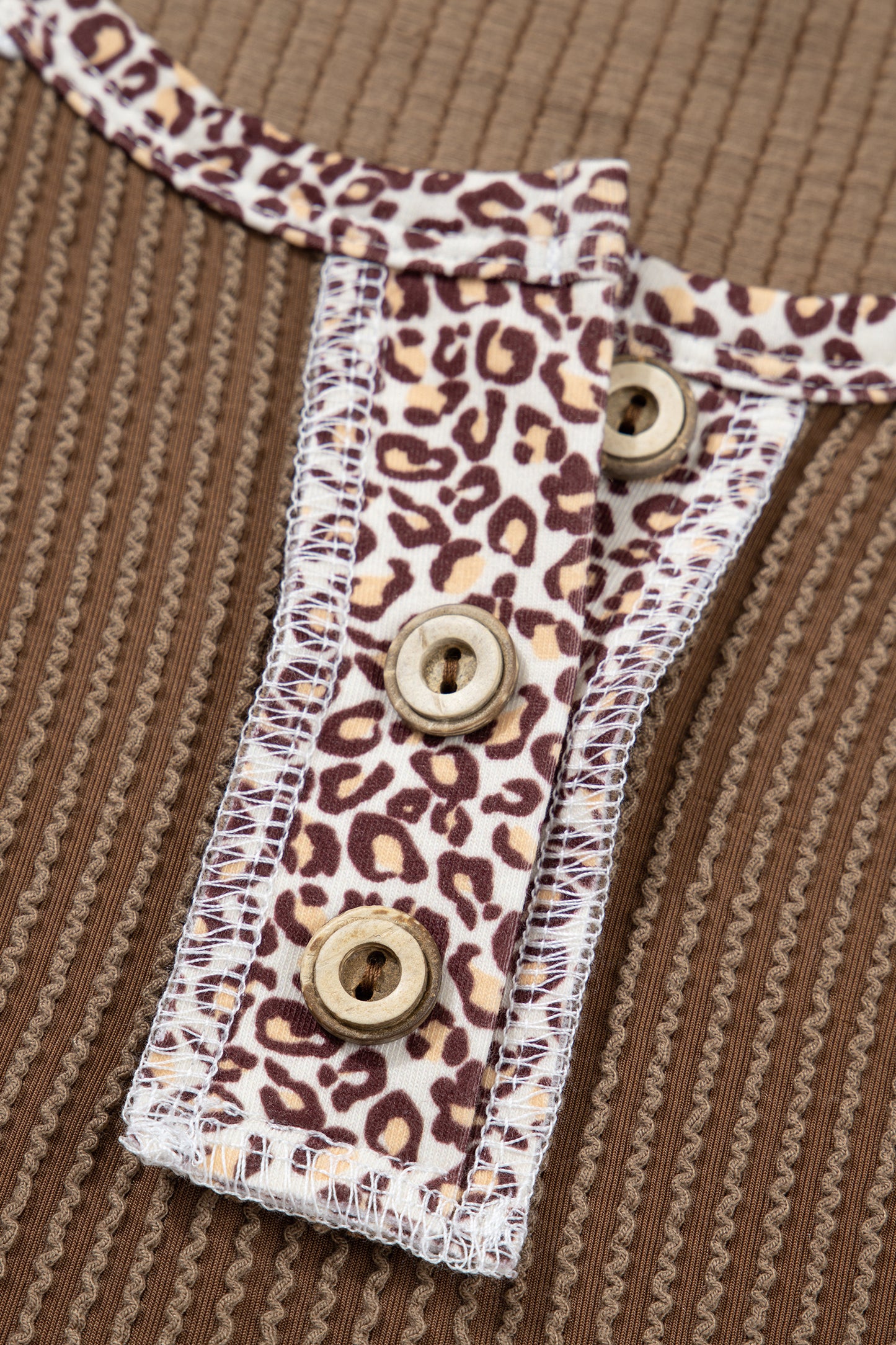 Leopard Corded Lace Patchwork Long Sleeve Top