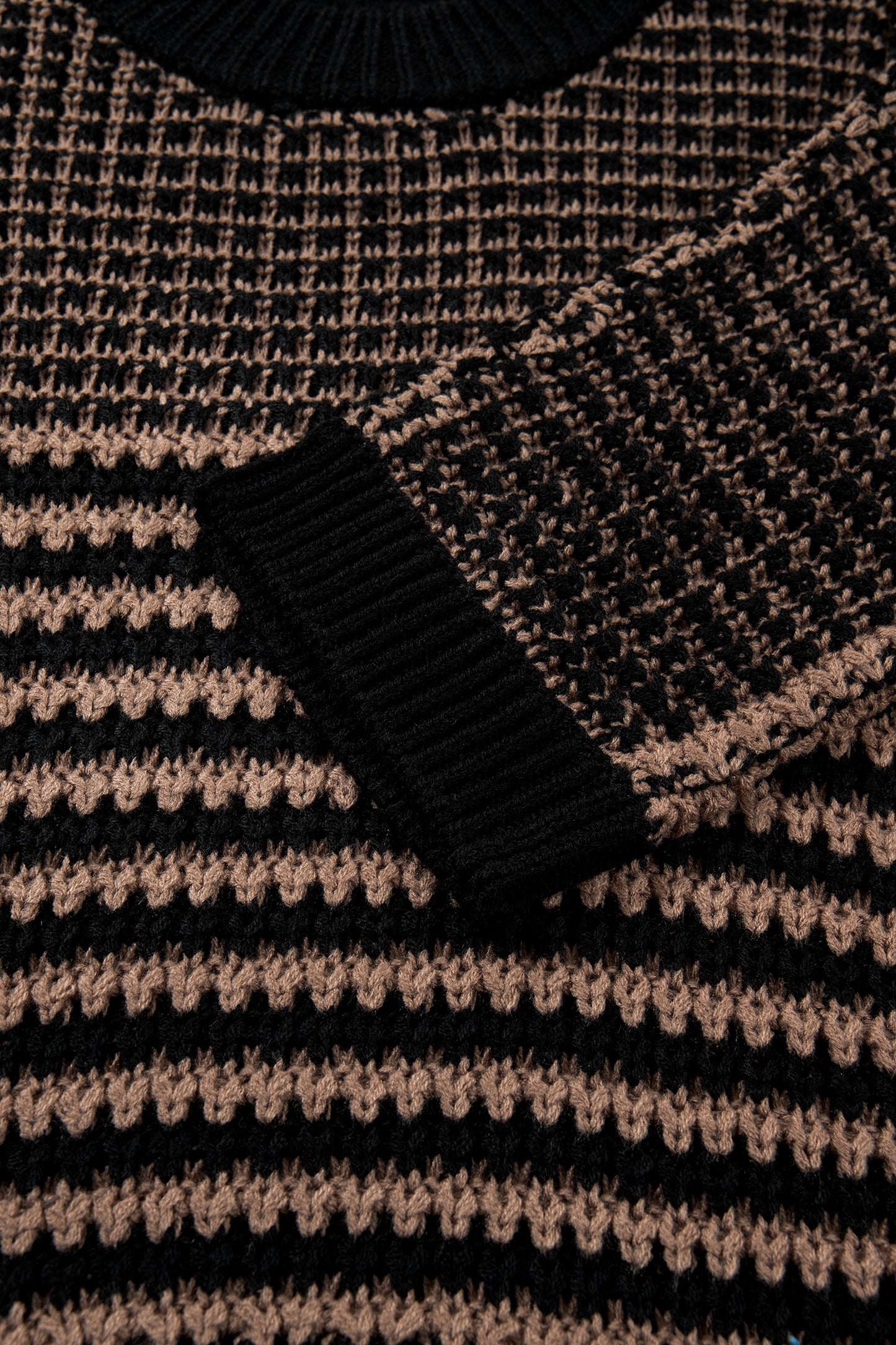 Stripe Draped 3/4 Sleeve Slouchy Sweater