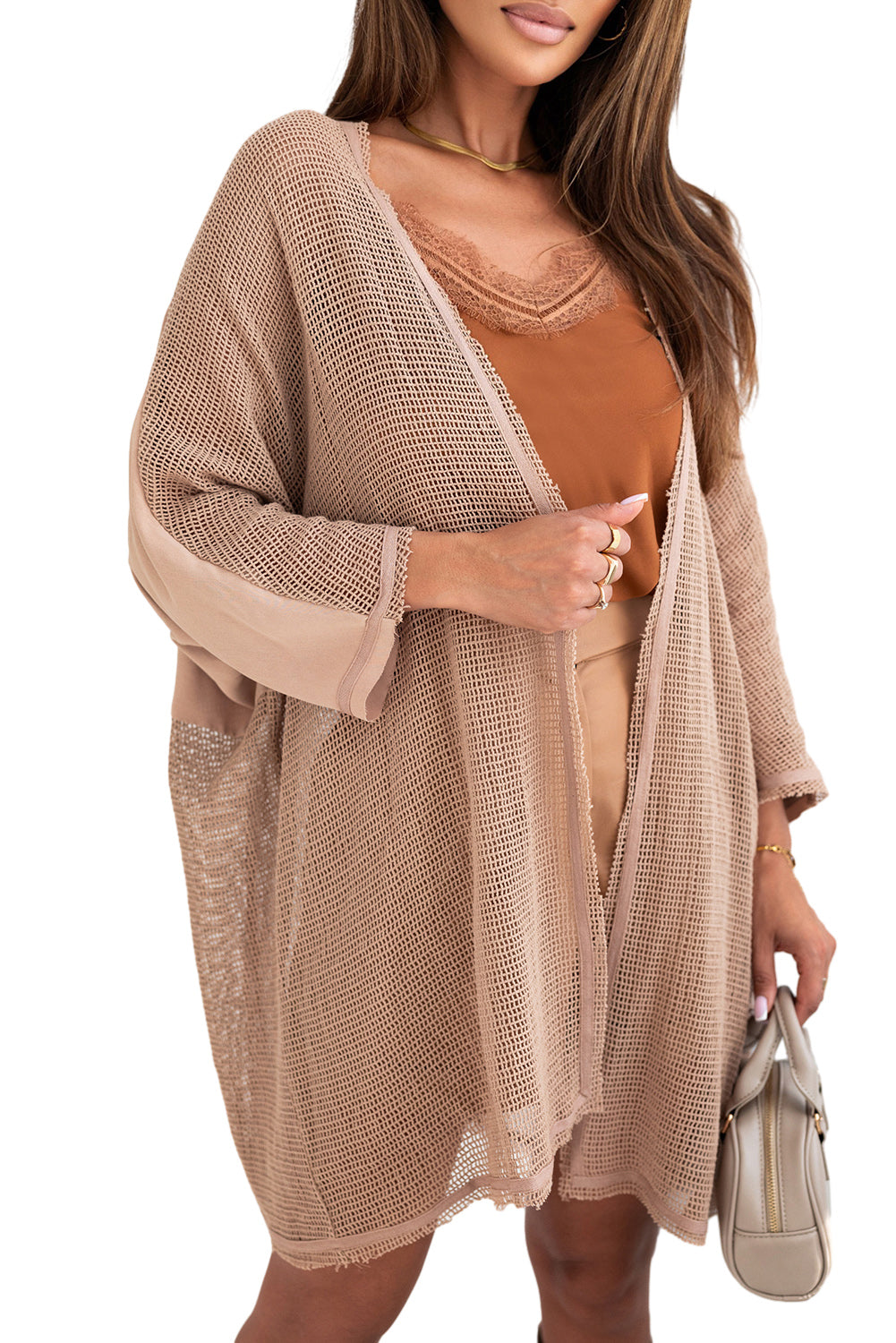 Raw Edge Dolman Sleeve Cardigan