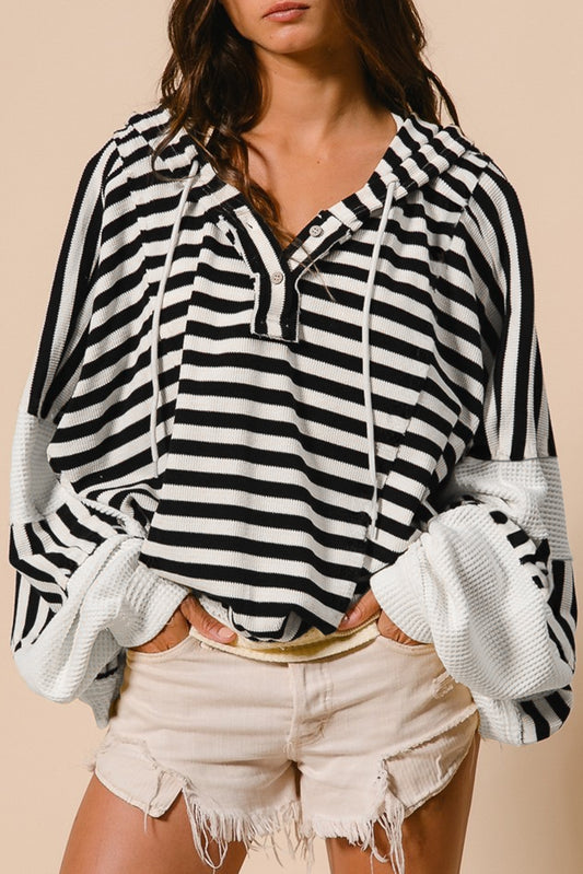 Stripe Dolman Sleeve Oversized Top