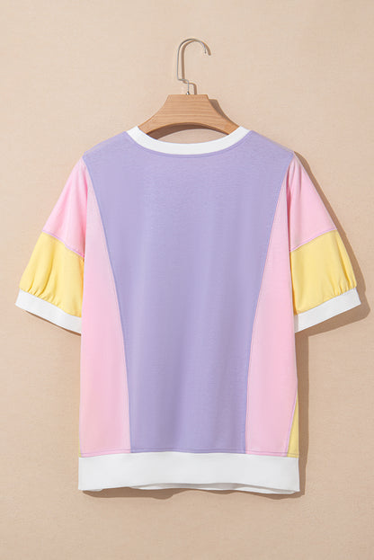 Colorblock Patchwork Short Sleeve Oversized T-Shirt