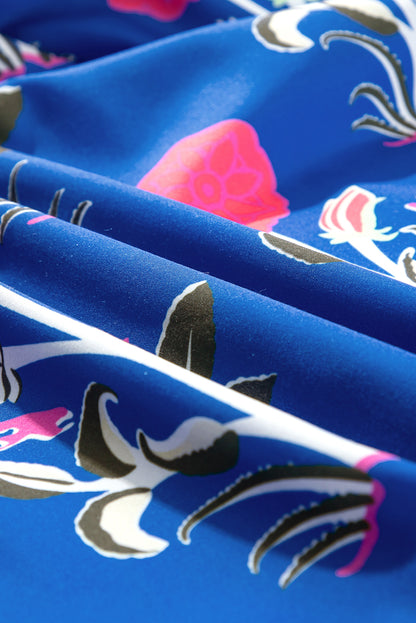 Floral Puff Sleeve V-Neck Maxi Dress