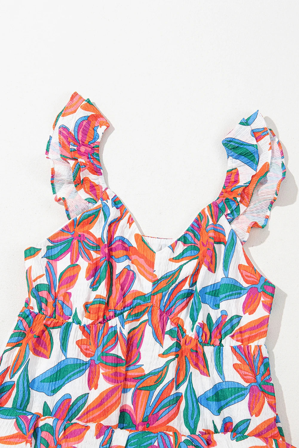 Floral Boho Ruffle Strap V-Neck Maxi Dress