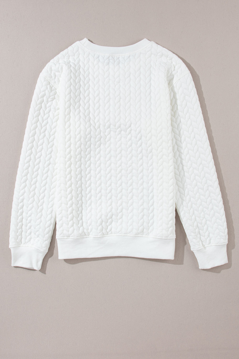 Embroidered Patch Cable Knit Pullover Sweatshirt