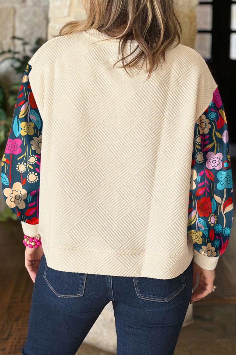 Floral Colorblock Long Sleeve Top