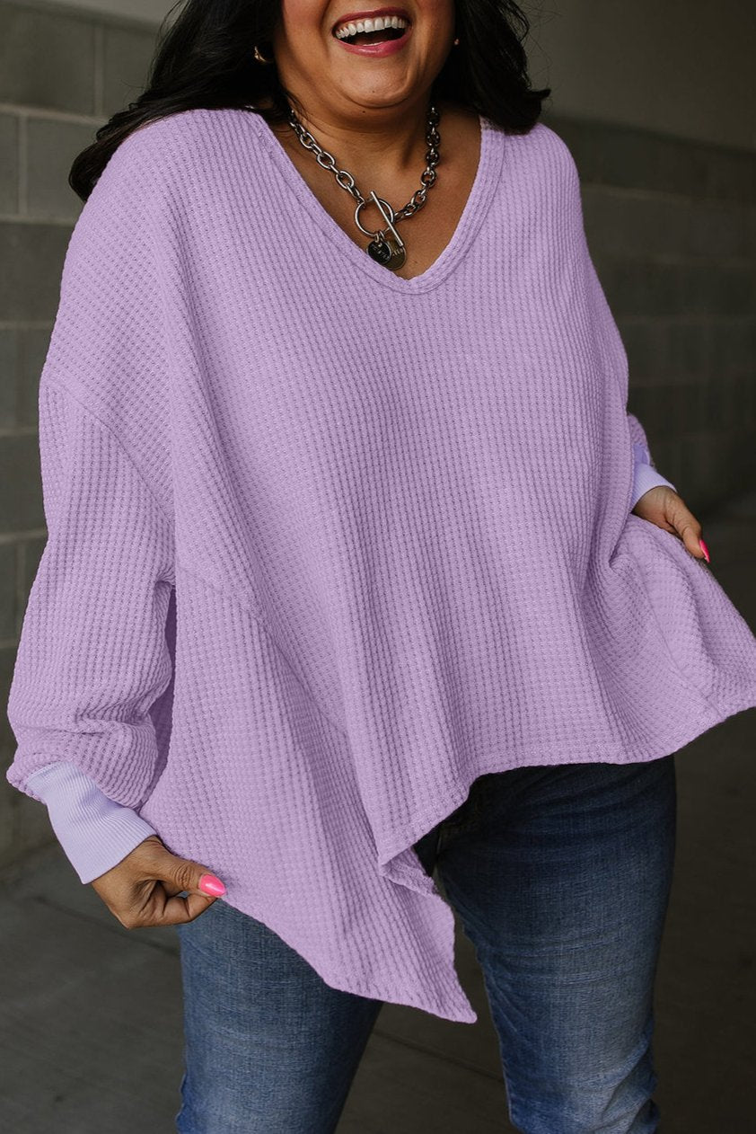 Waffle Knit Reserve Seam Top Plus Size