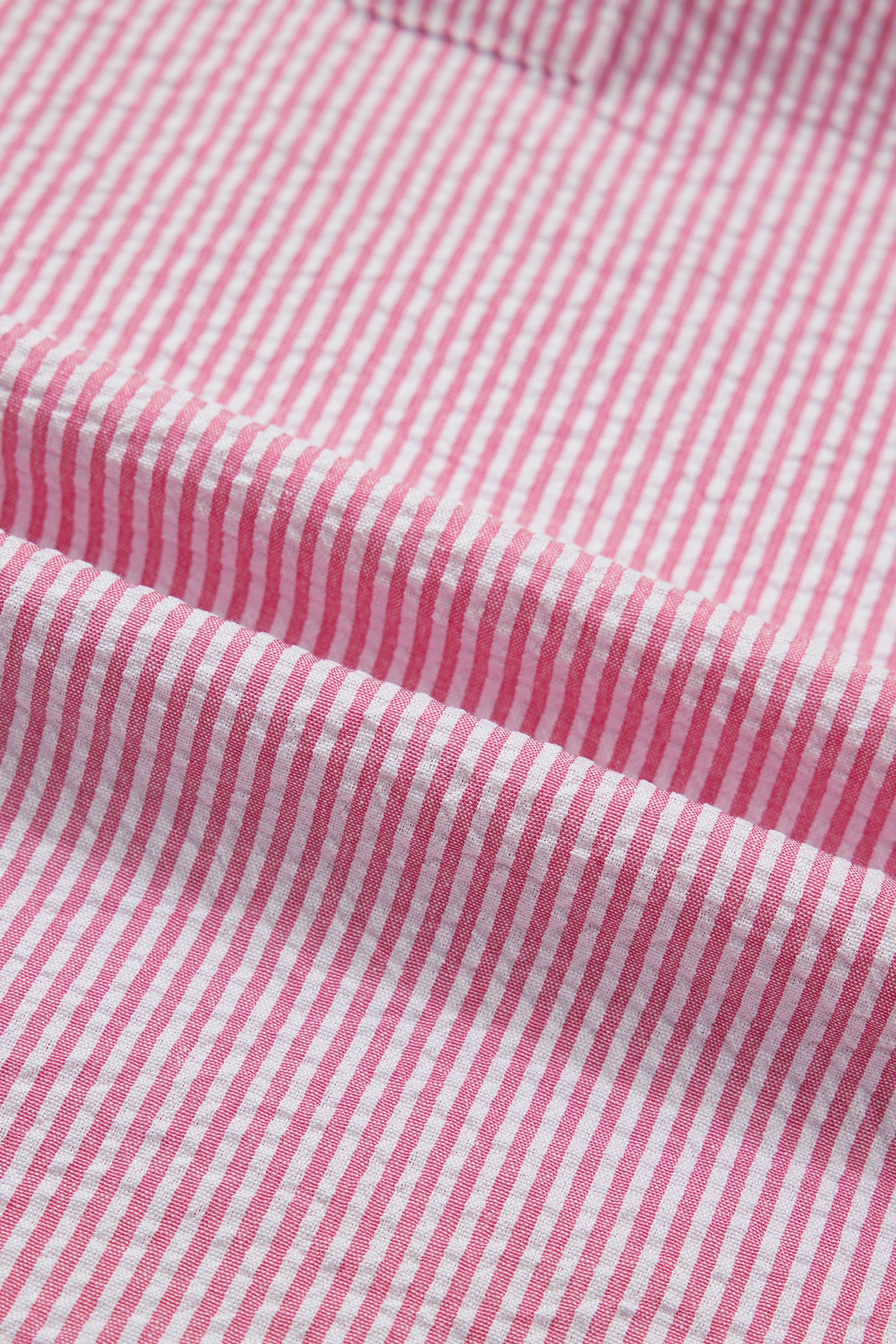 Stripe Short Bubble Sleeve Split V-Neck Blouse