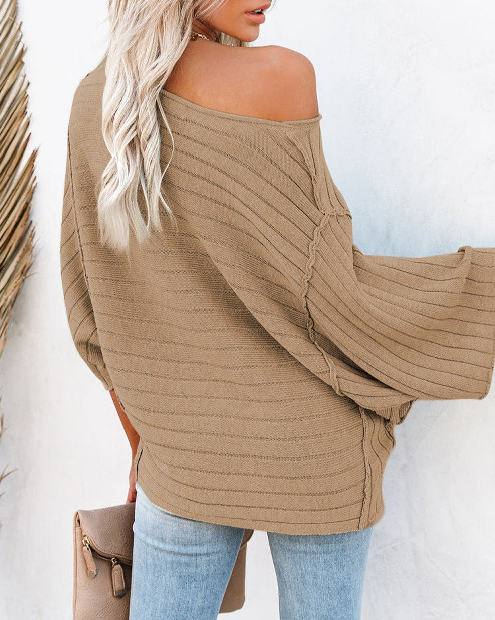 Ribbed Reserve Seam Dolman Sleeve Top