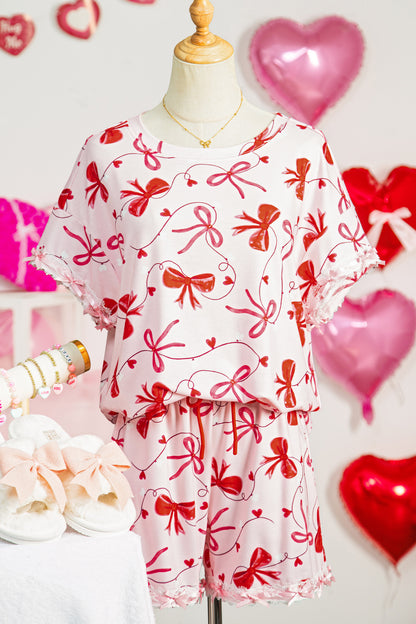 Valentine Bow Tee and Shorts Lounge Set
