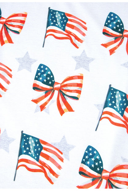 USA Flag & Bow Star Graphic T-Shirt