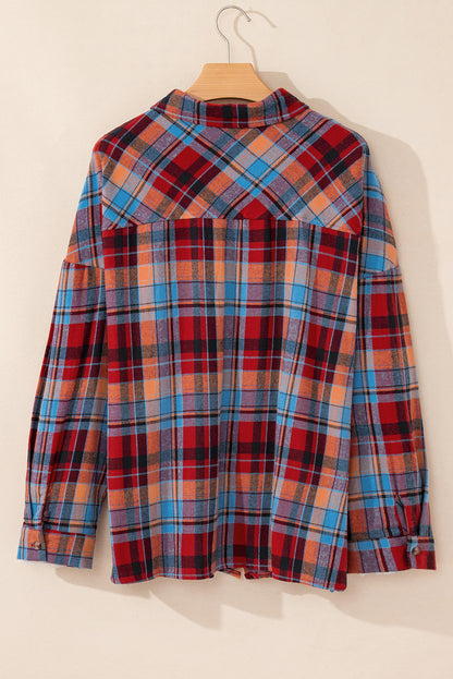 Plaid Buttoned Long Sleeve Shirt Plus Size