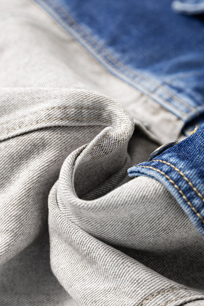 Denim Colorblock Patchwork Buttoned Jacket