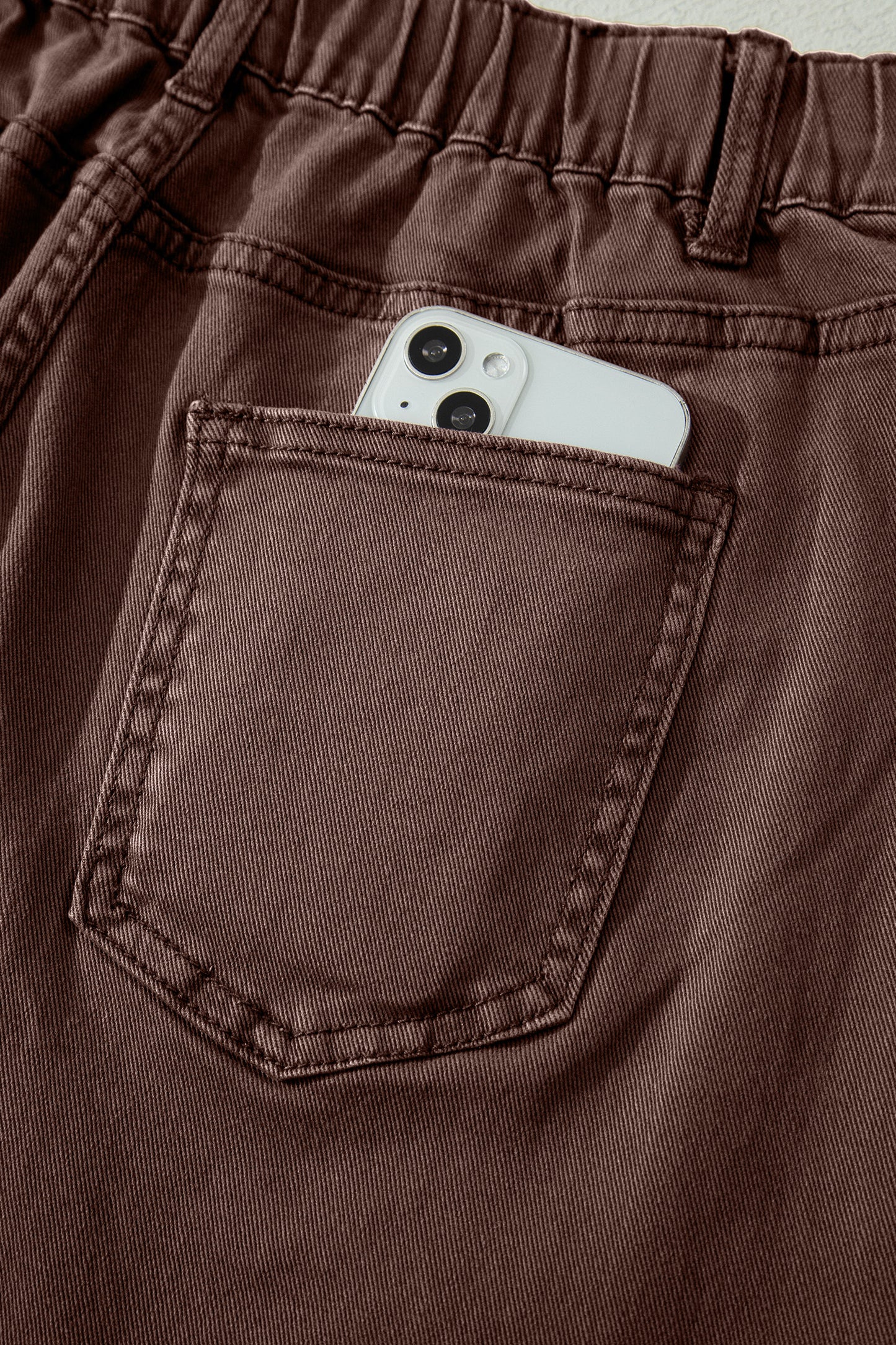 Solid Denim Patch Pocket Barrel Leg Jeans