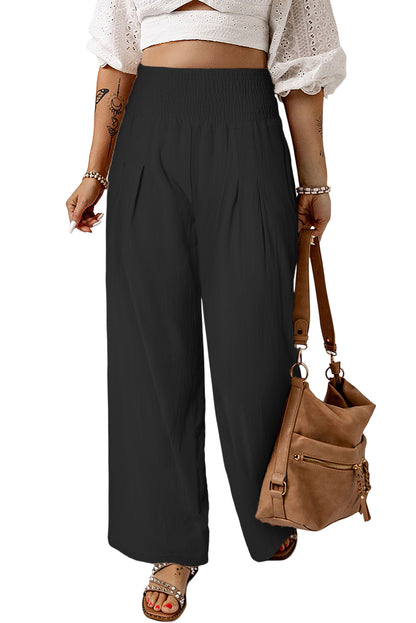 Smocked Waist Wide Leg Pants