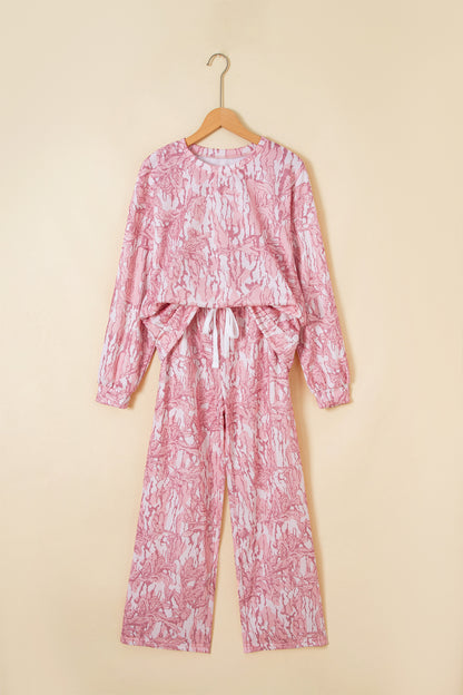Floral Camo Sweatshirt & Drawstring Pants Set