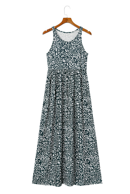 Leopard Pocketed Sleeveless Maxi Dress