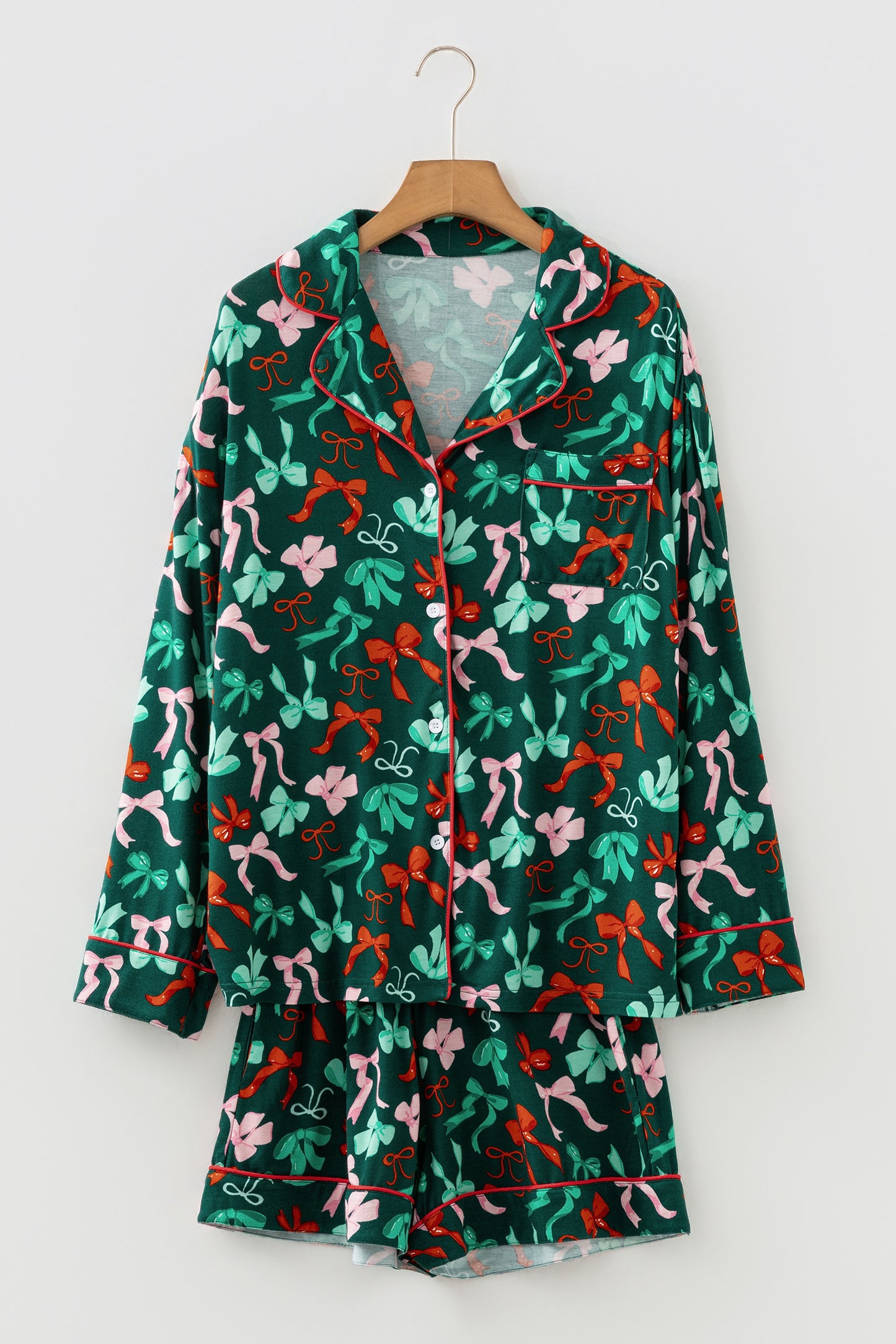 Bow Holiday Shirt and Short Pajama Set