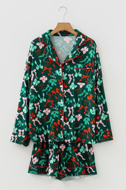 Bow Holiday Shirt and Short Pajama Set