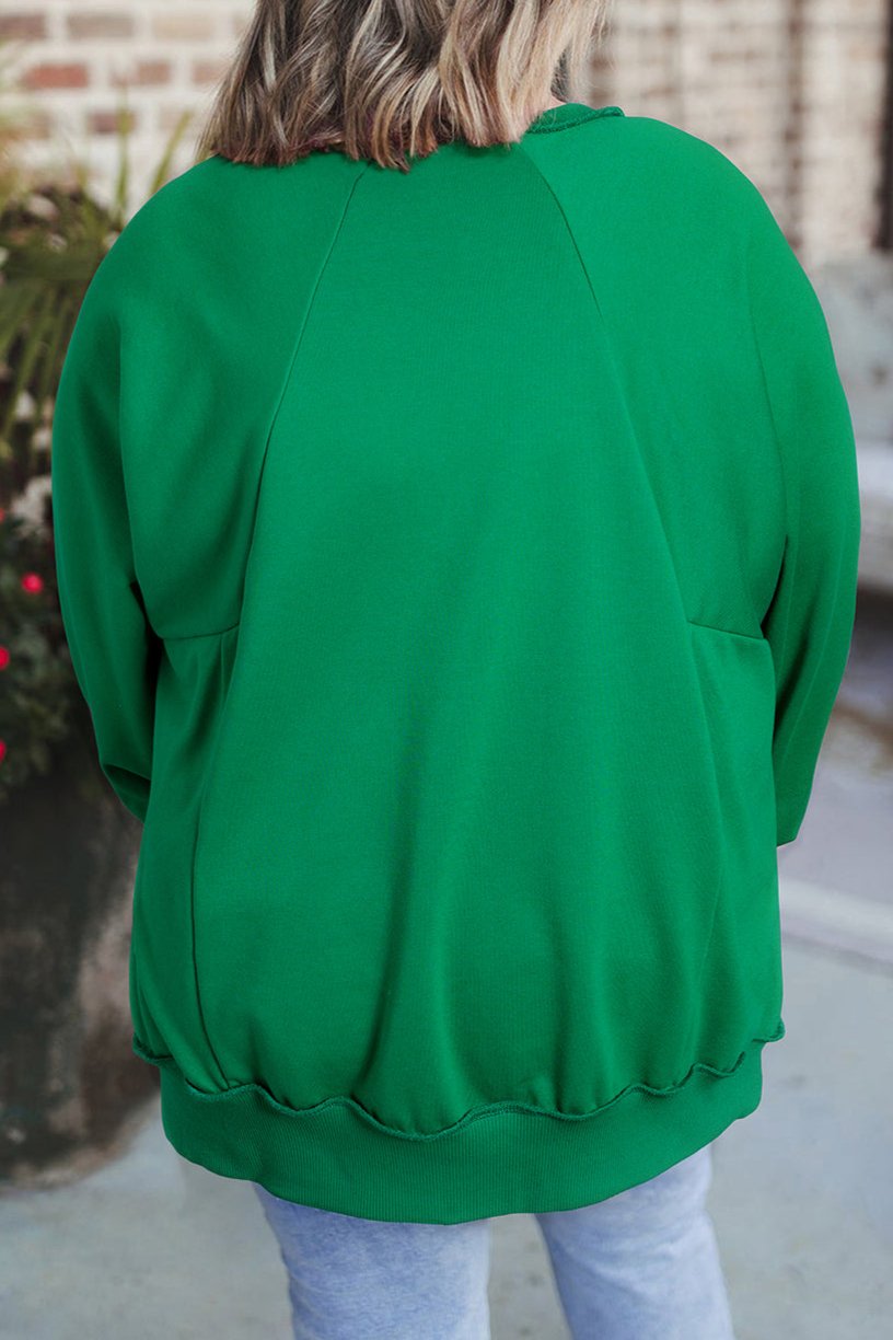 Notched Neck Reserve Seam Sweatshirt Plus Size