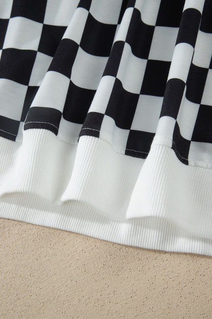 Checker Colorblock Mock Neck Top & Short Set