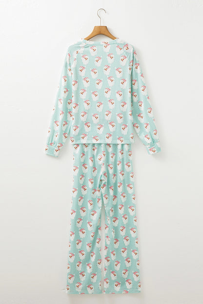 Christmas Santa Claus Stripe Top and Pants Lounge Set