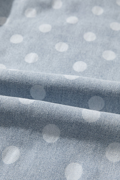 Polka Dot Denim Raw Hem Barrel Jeans
