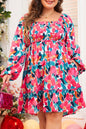 Floral Smocked Square Neck Dress Plus Size