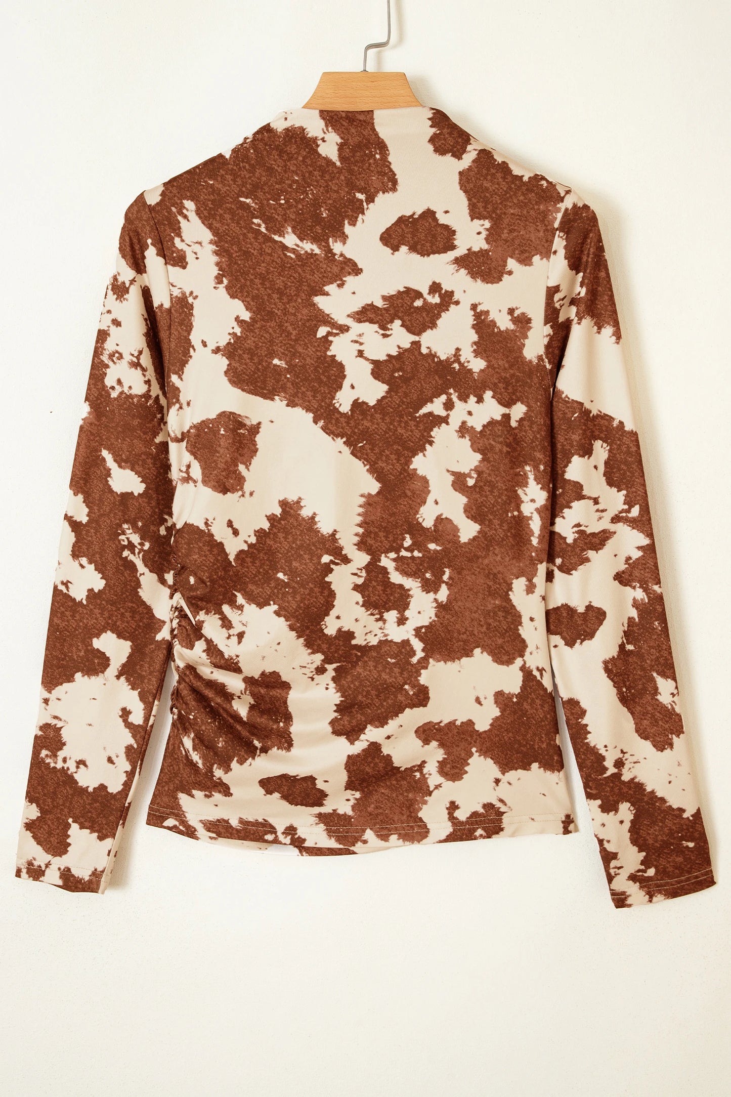 Western Cow Mock Neck Long Sleeve Top