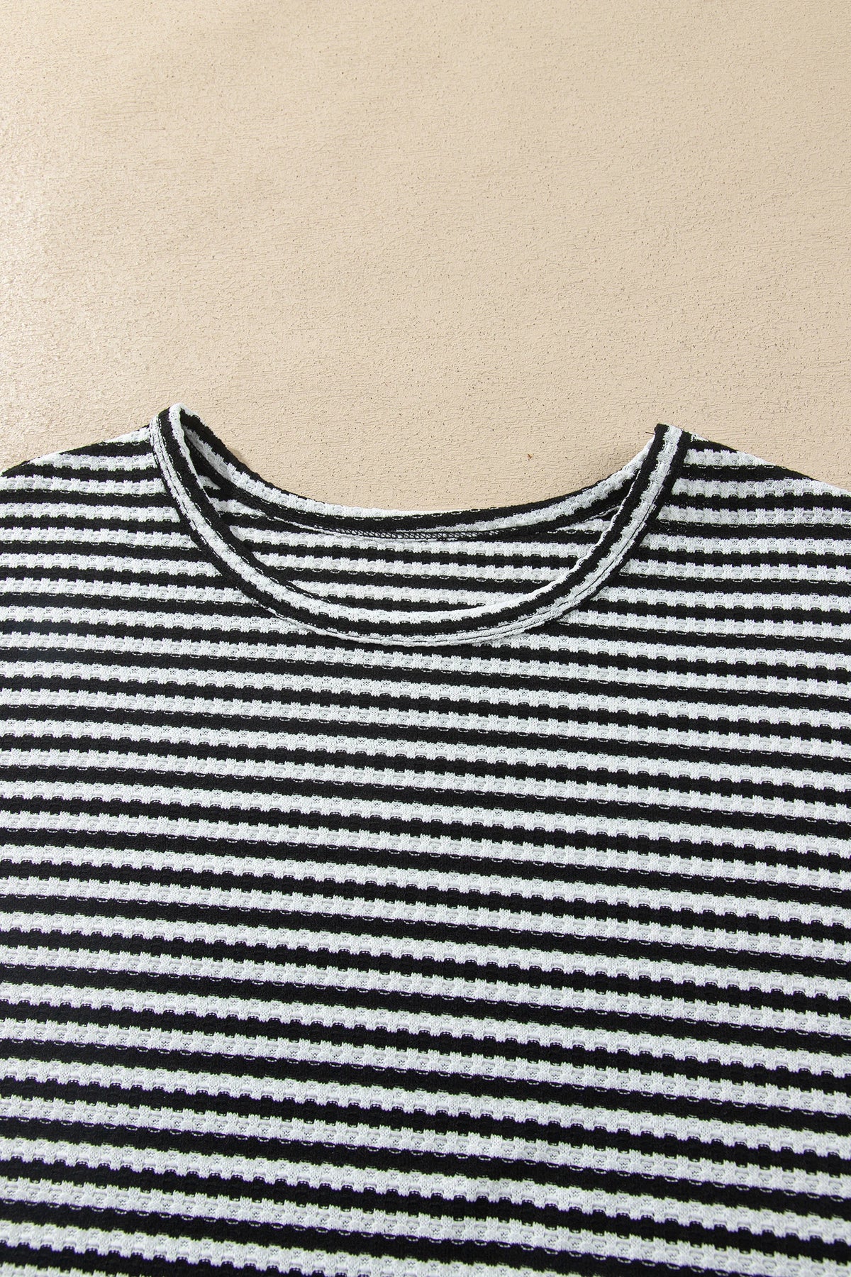 Stripe Long Sleeve Textured Knit Top & Shorts Set