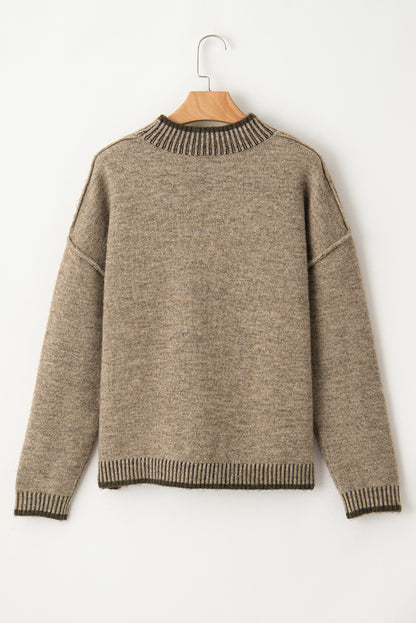 Contrast Trim Drop Shoulder Sweater