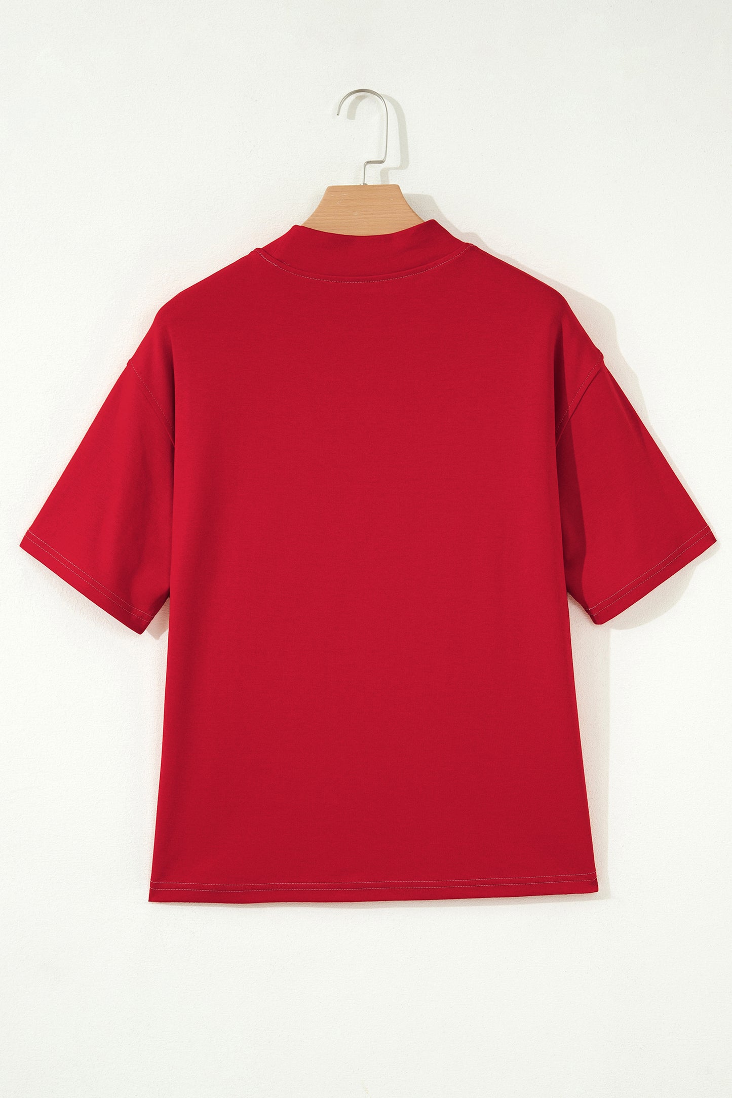 Reversible Contrast Stitching Mock Neck T-Shirt