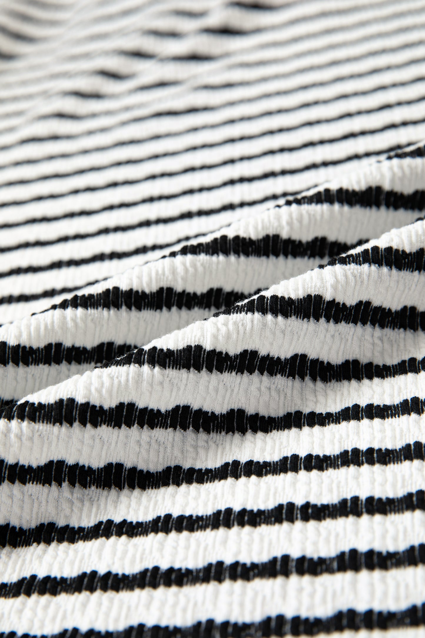 Stripe V-Neck Corded Knit Long Sleeve Top