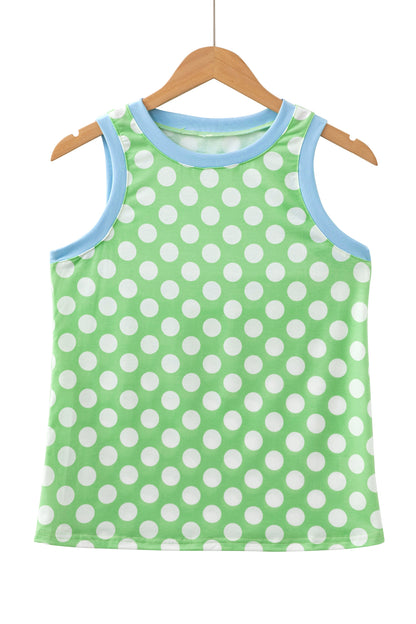 Polka Dot Contrast Trim Loose Tank Top