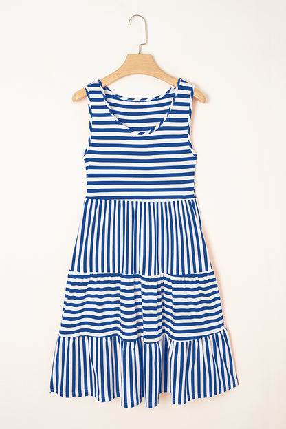 Stripe Scoop Neck Sleeveless Mini Dress