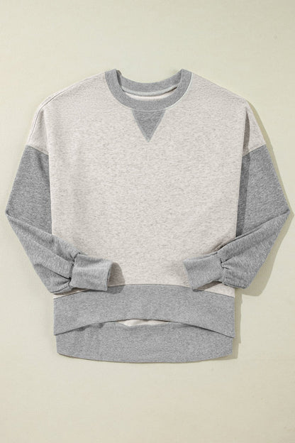 Colorblock Thumbhole Sleeve Sweatshirt